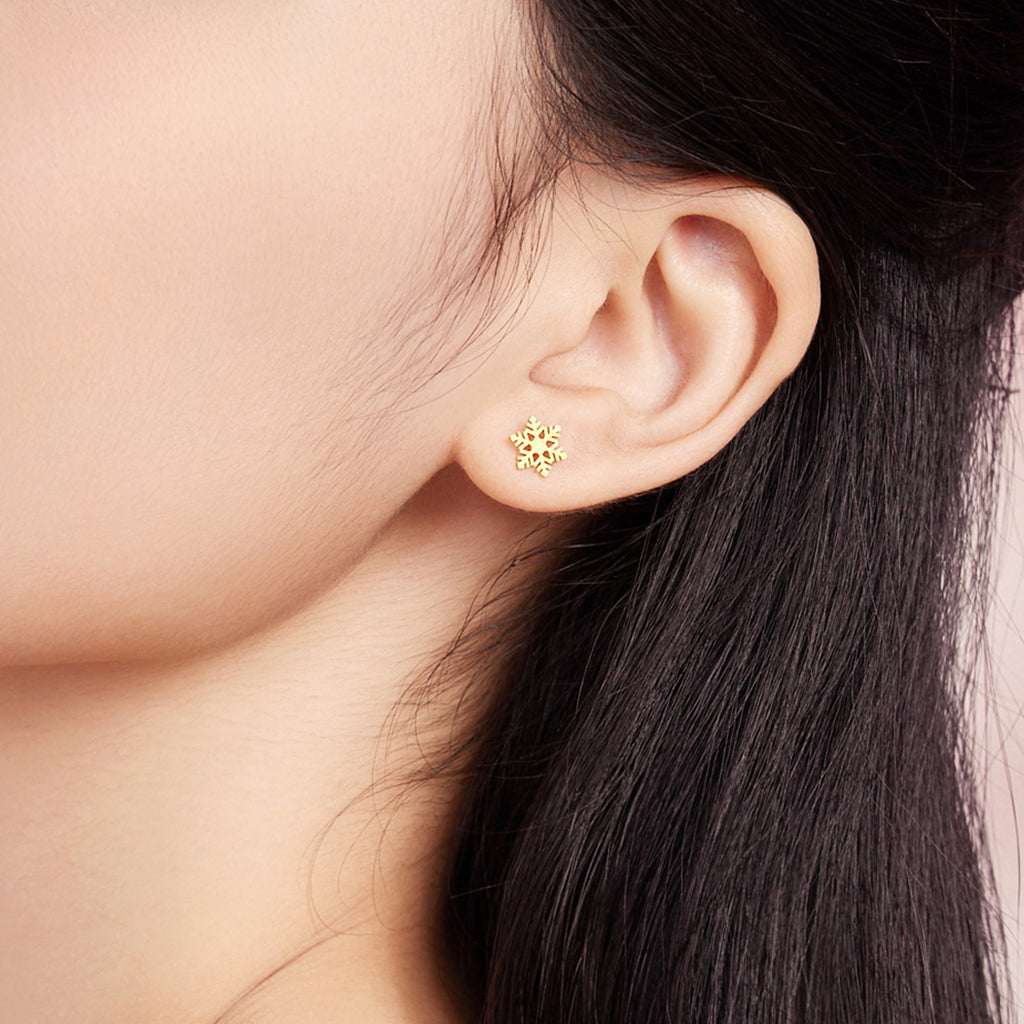 24K Gold Earrings Snowflake 0.8-1.2g A0912072