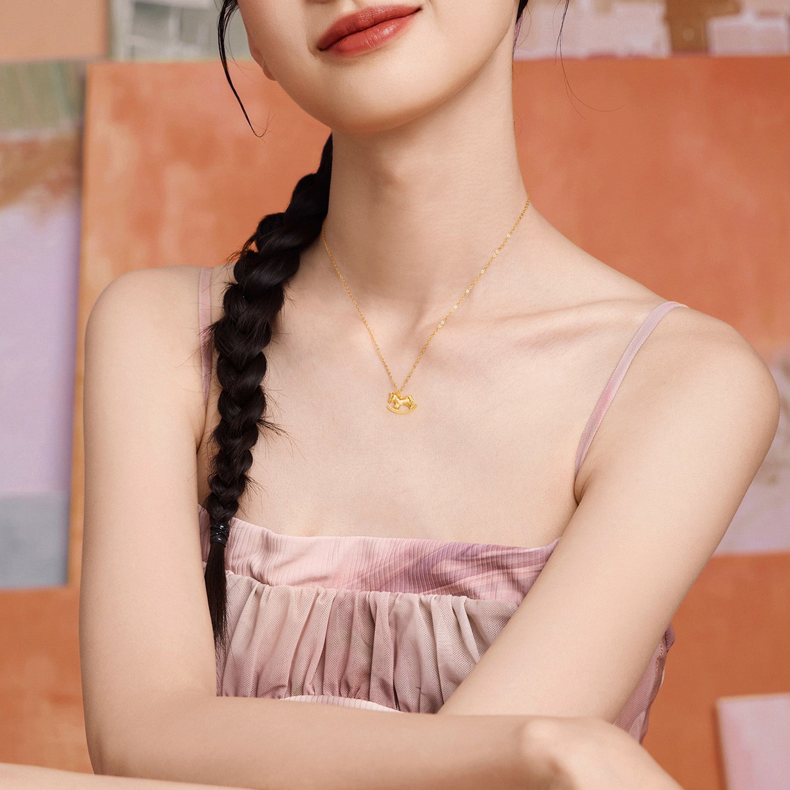 'Year of the Horse' Au750 18K Gold Pendant Necklace Horse 1.74-2.14g 40cm-45cm C0623340