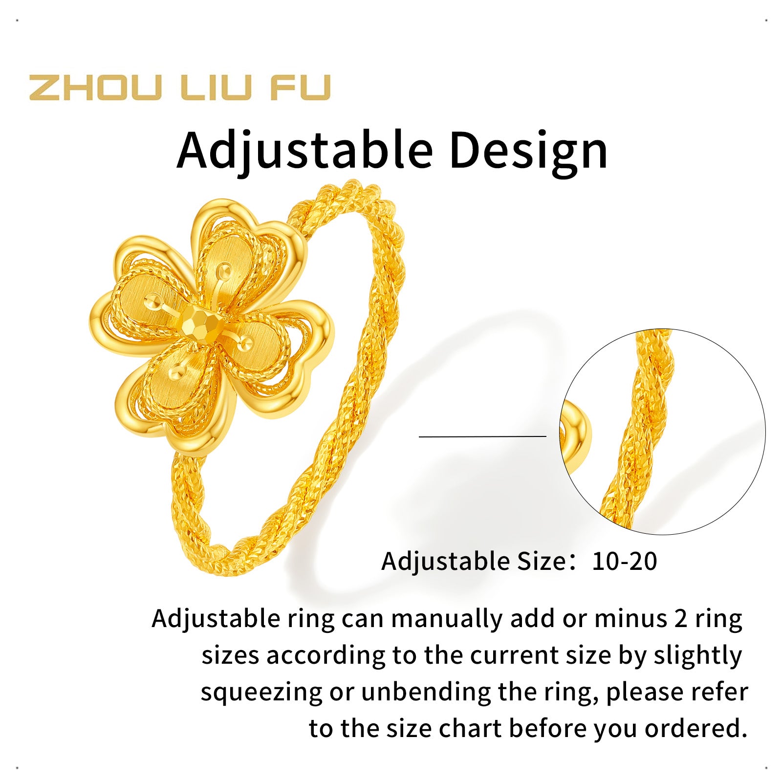 "Princess Wedding" 24K Gold Ring Clover 1.91-4.01g A0122048