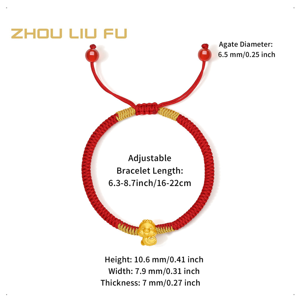 "Chinese Zodiac Snake" 24K Gold String Bracelet Snake 0.35-0.5g A1713124