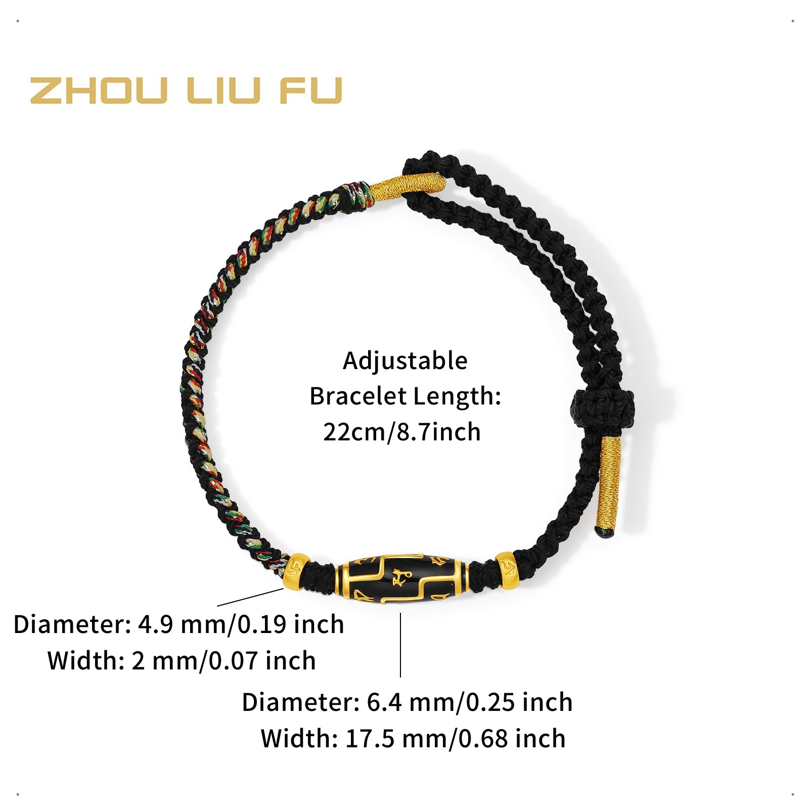 Jiuhua Mountain' 24K Gold String Bracelet Buddhist Scripture A1715288