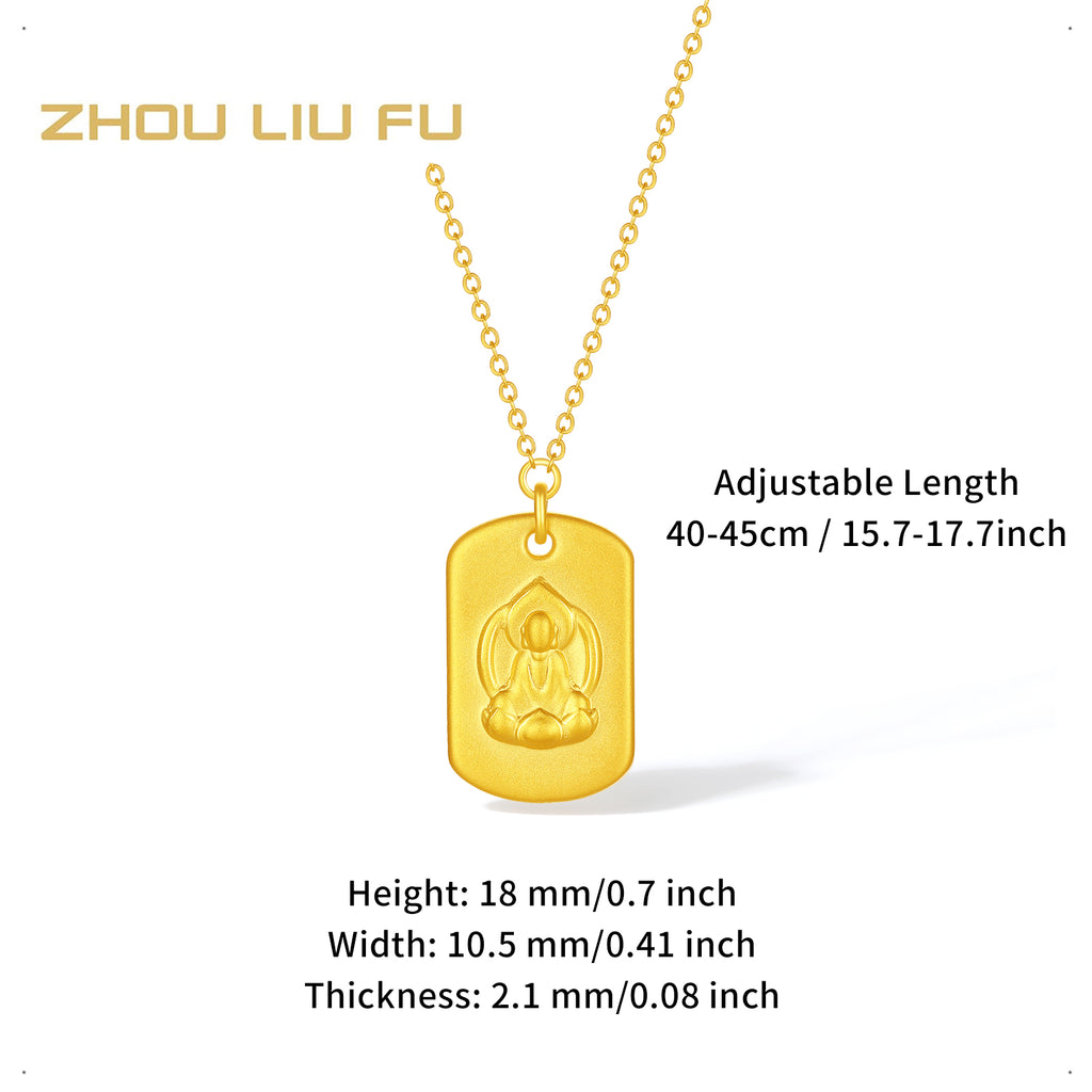 'Jiuhua Mountain' 24K Gold Pendant Necklace Ksitigarbha Bodhisattva A0614659