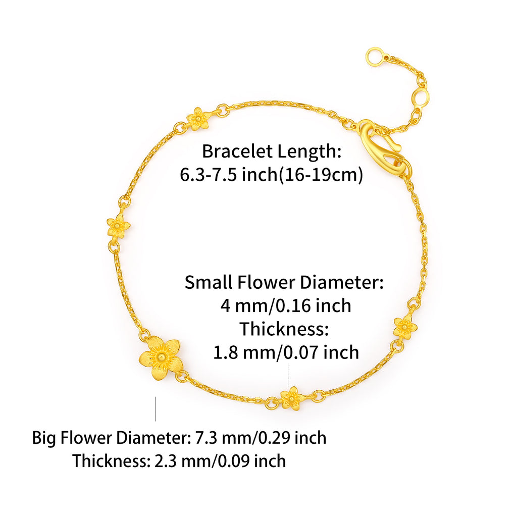 999 24K Gold Chain Bracelet Flower 2.9-3.3g AC074753