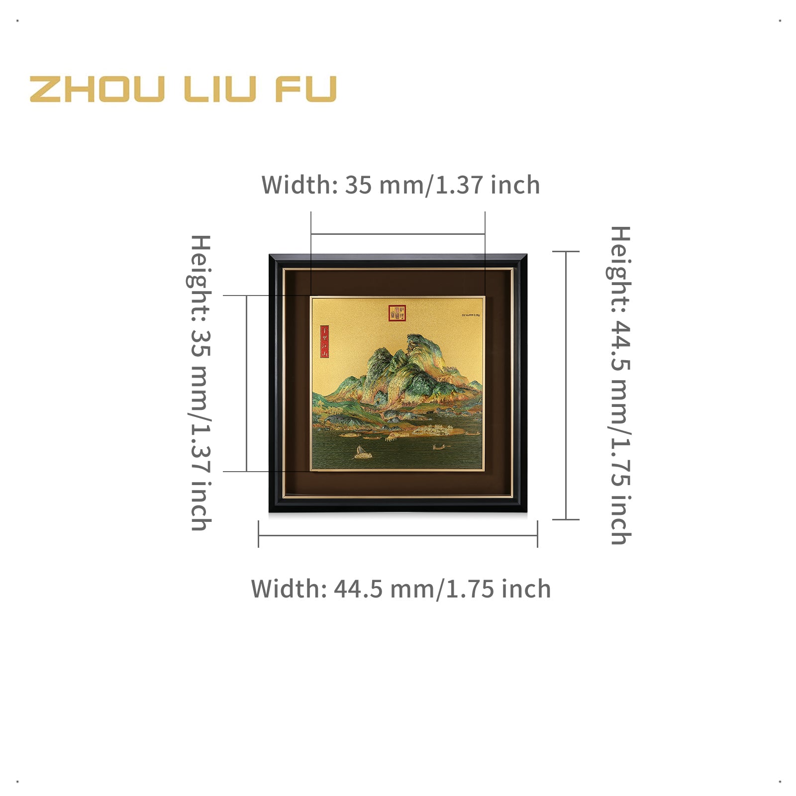 999.9 24K Gold Ornament 0.18g Thousand Miles of Mountains and Rivers 千里江山圖 A1522155