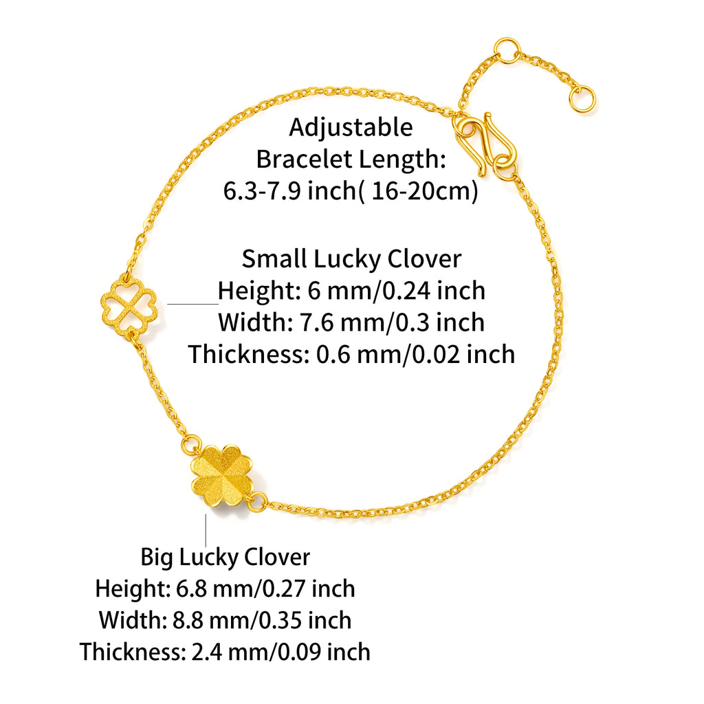 24K Gold Chain Bracelet Clover 1.9-2.4g 16-19cm A0711666