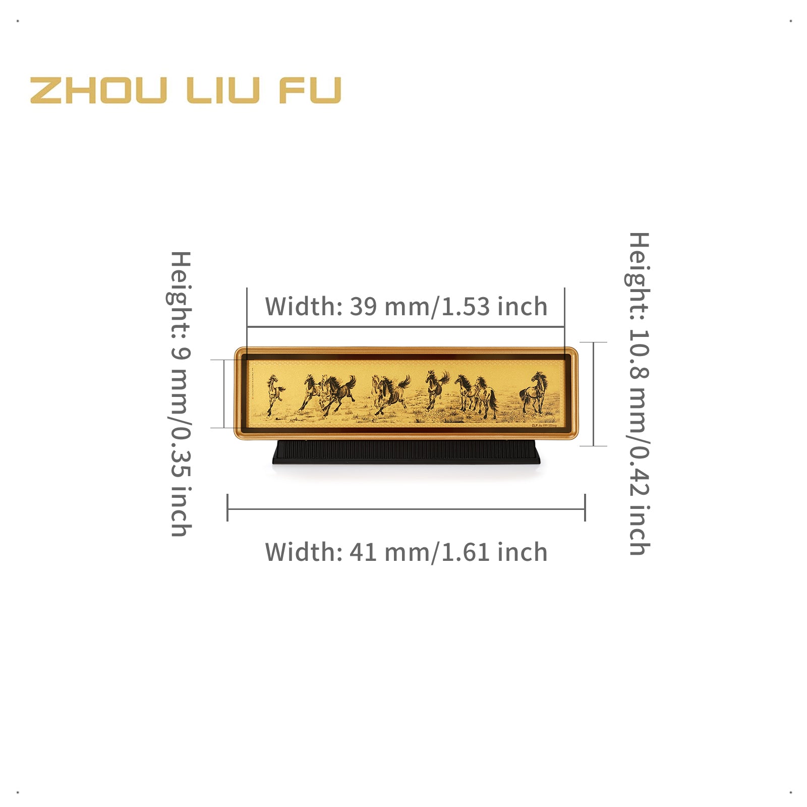 999.9 24K Gold Ornament 0.1g Chinese Horse Painting 駿馬圖 A1522225