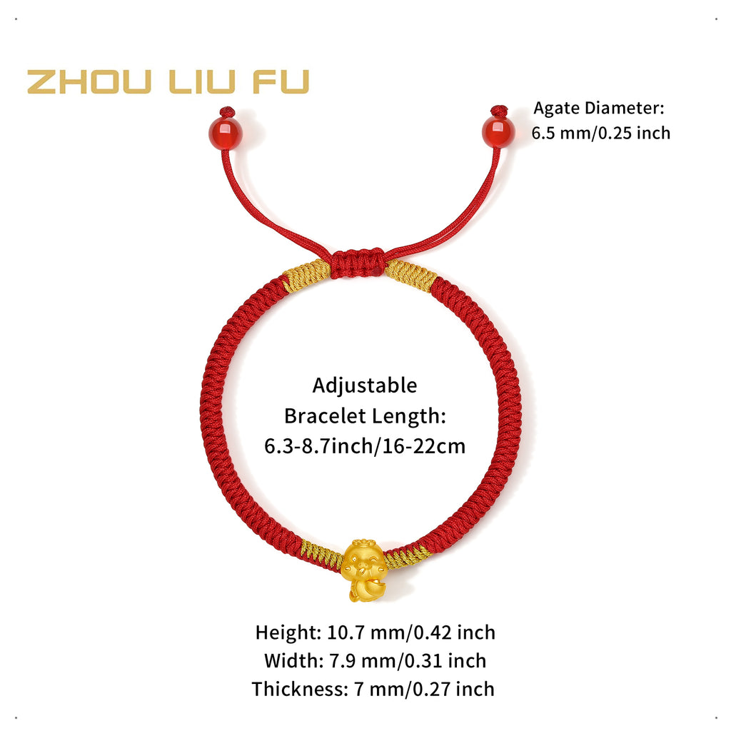 "Chinese Zodiac Snake" 24K Gold String Bracelet Snake 0.35-0.5g A1713125