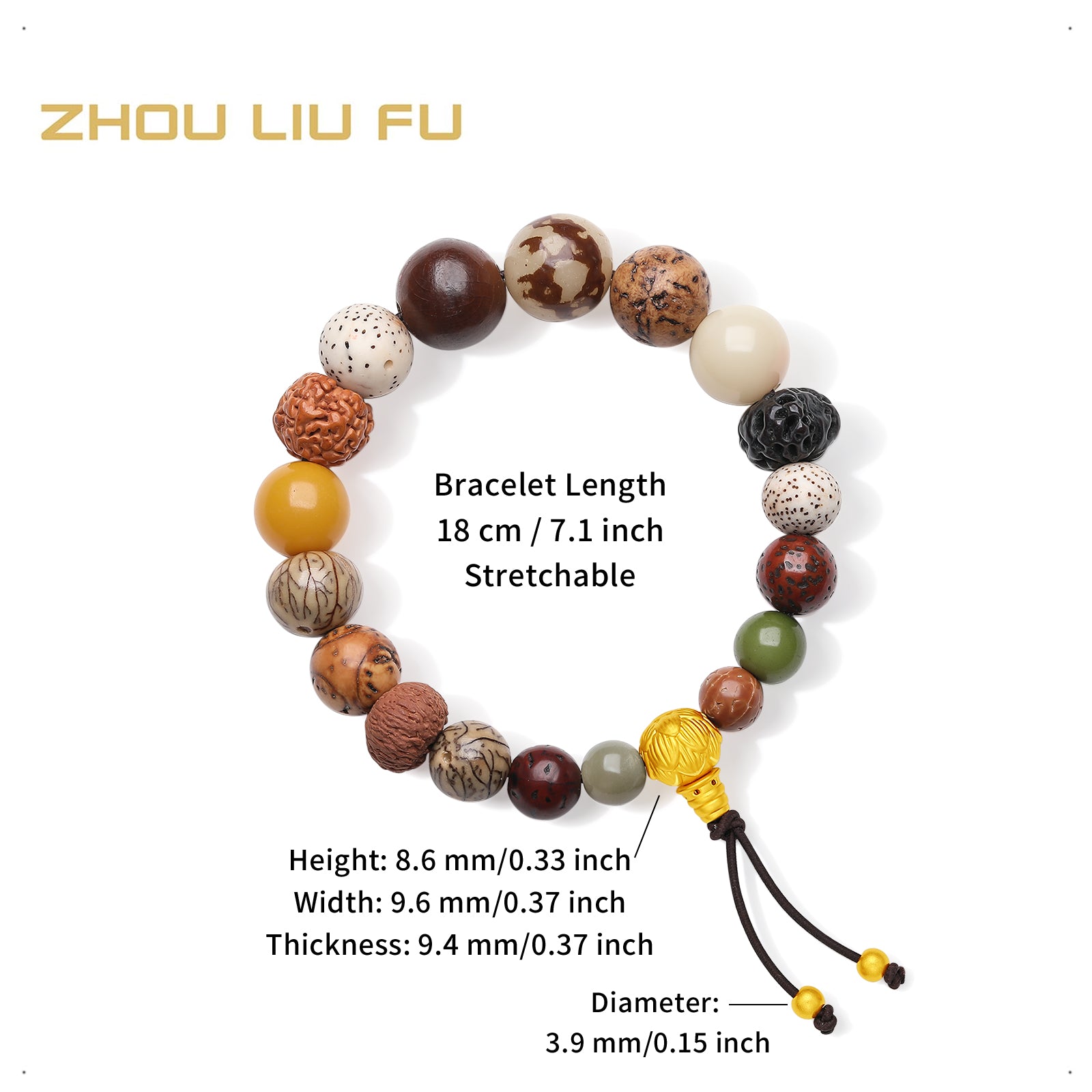 "Jiuhua Mountain" 24K Gold Beaded Bracelet Eighteen-bead bodhi seed A1914674