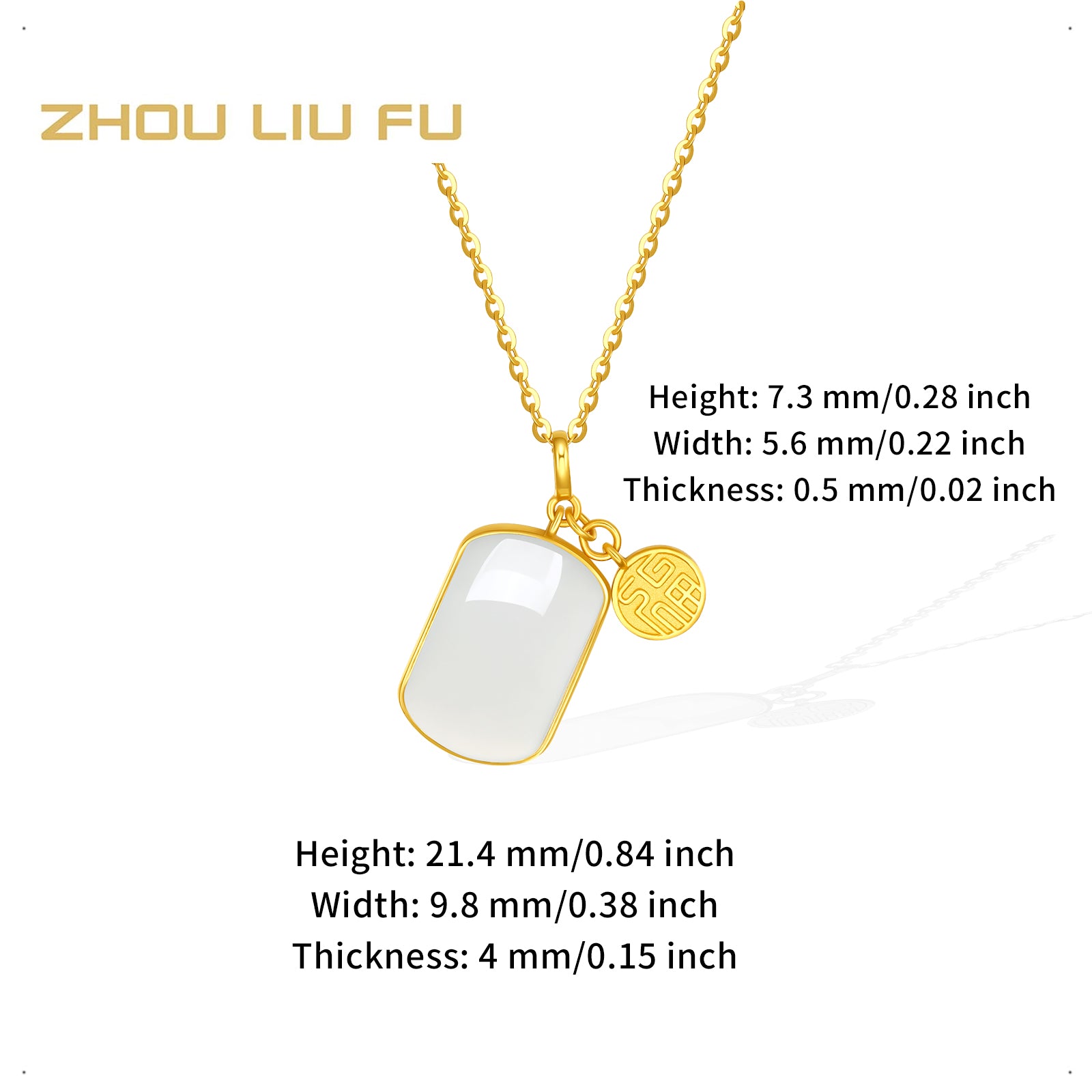 999.9 24K Gold Pendant Heitian Jade 0.8-1g Wu Shi Pai 无事牌 Y0411801