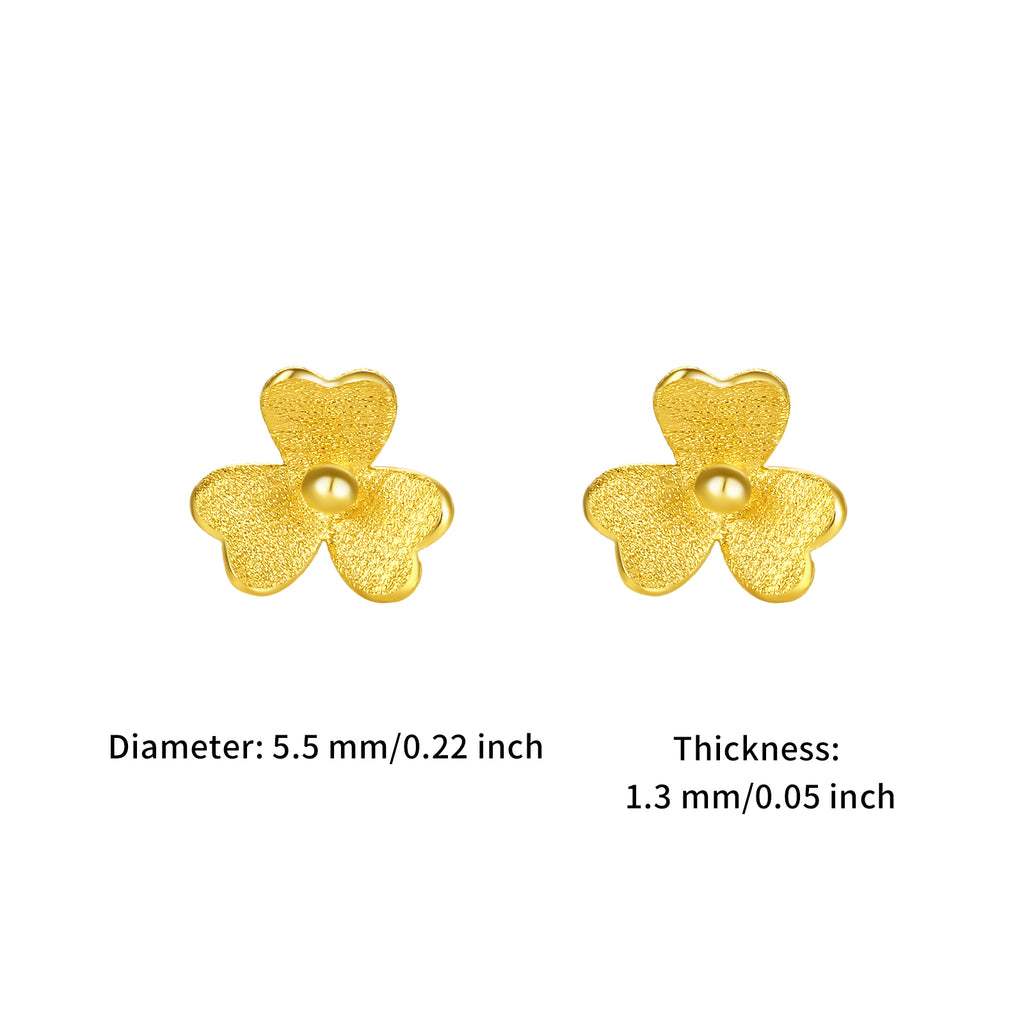 999.9 24K Gold Earrings Clover 0.5-0.7g AC090379