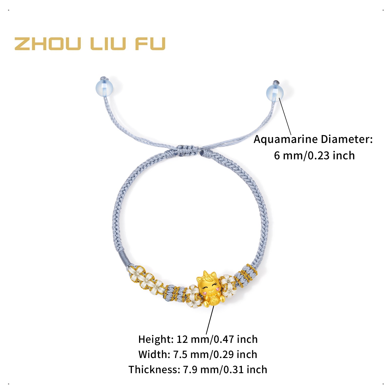 'Year of the Horse' 24K Gold Bracelet Horse Fortune Bag 0.6-0.8g 16cm-22cm A1715945