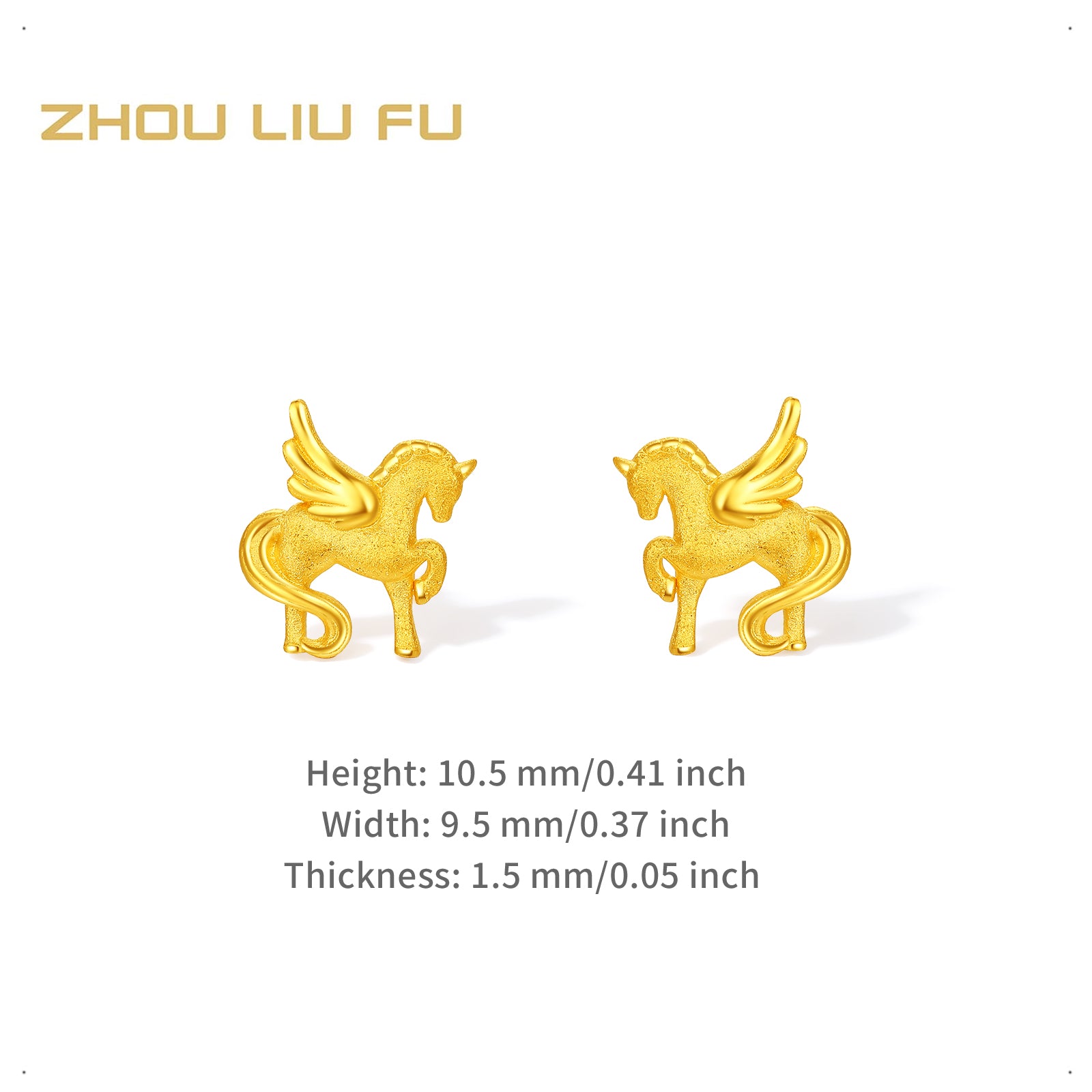 'Year of the Horse' 24K Gold Stud Earrings Horse 2.1-2.3g A0915547