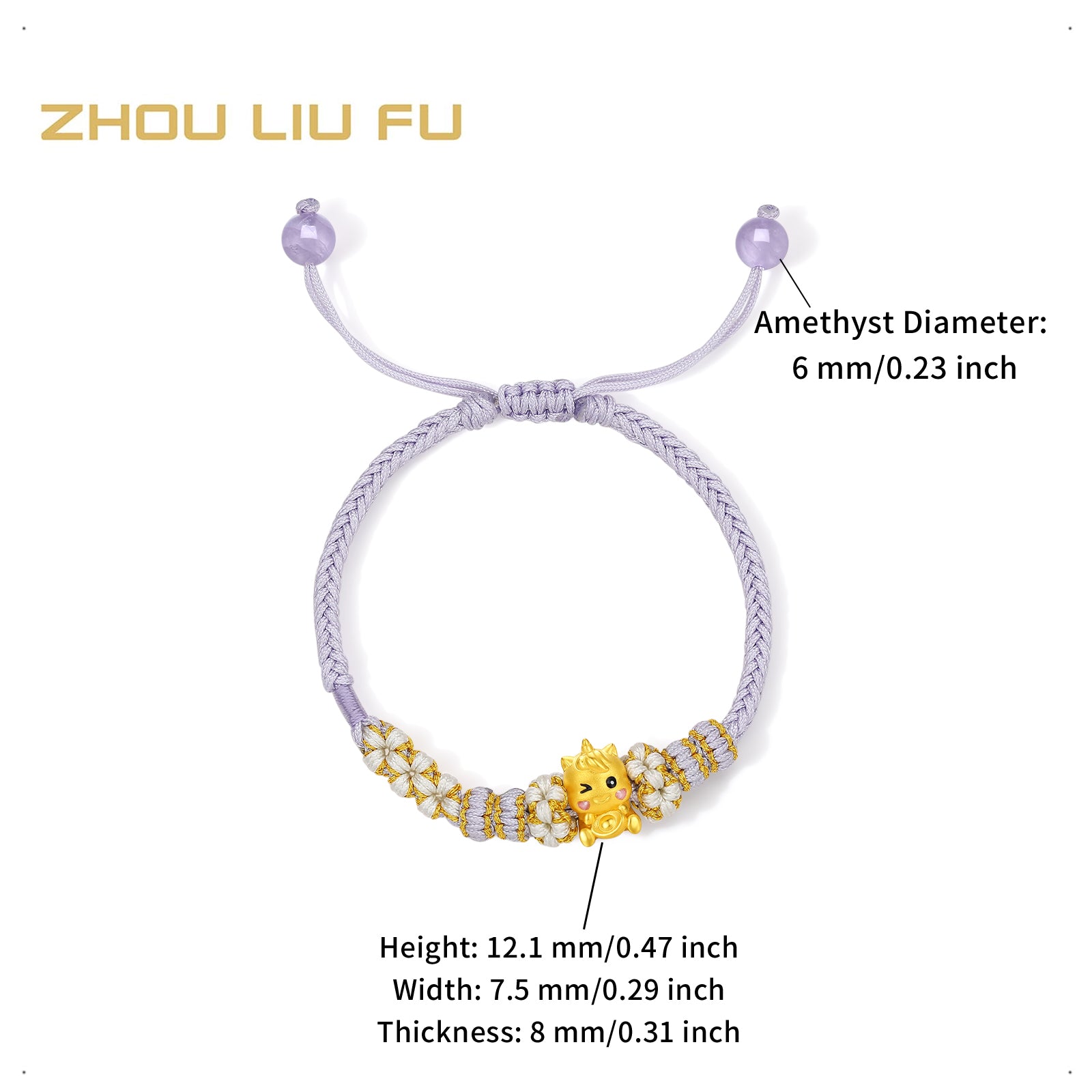 'Year of the Horse' 24K Gold Bracelet Horse Yuanbao 0.6-0.8g 16cm-22cm A1715941