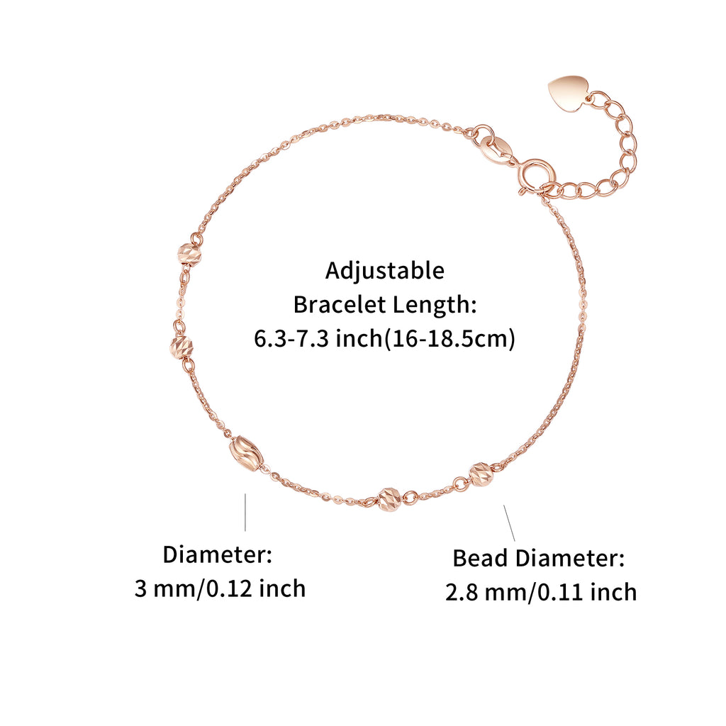 18K Rose Gold Chain Bracelet 1.1-1.3g KI075379