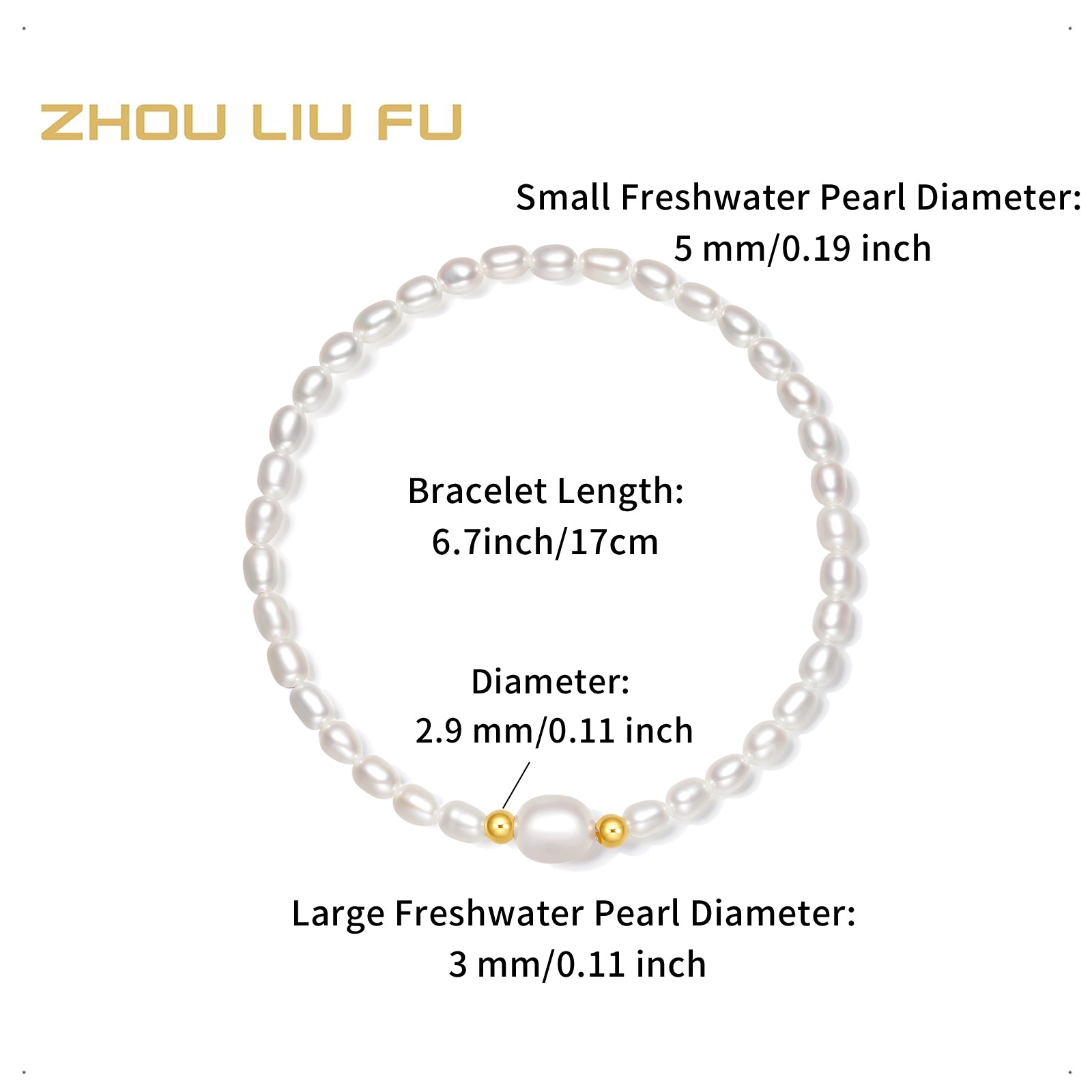 18K Gold Beaded Bracelet Pearl 0.02-0.06g X1913024