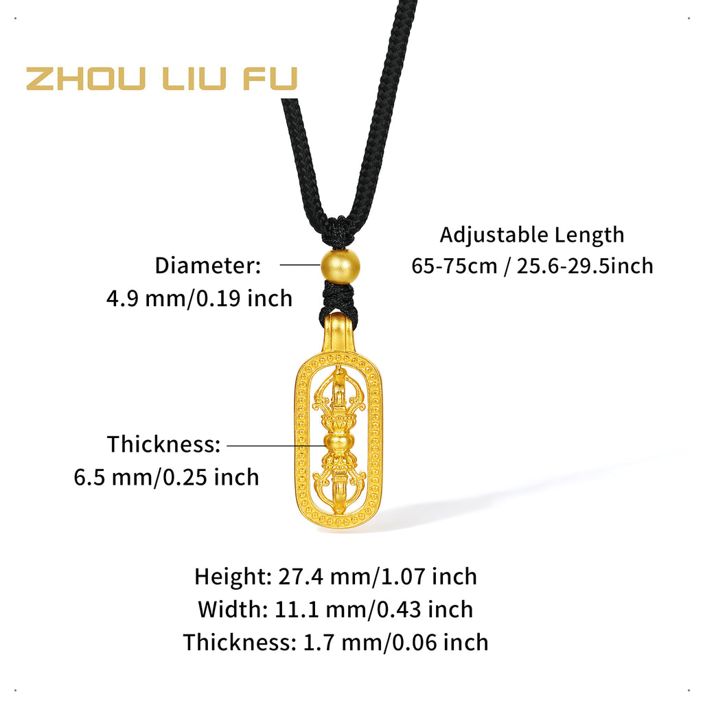 'Jiuhua Mountain' 999.9 24K Gold Pendant Necklace Vajra A0414660