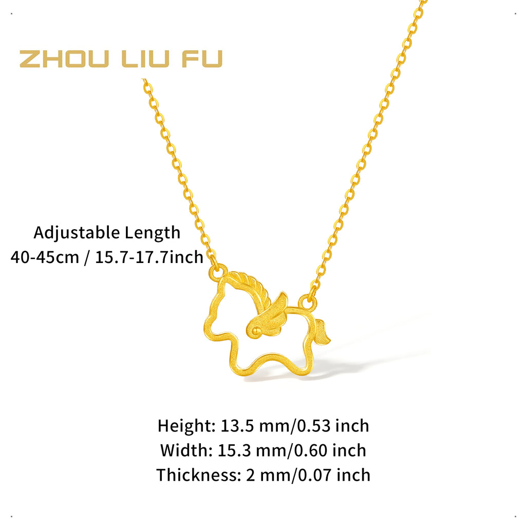 'Year of the Horse' 24K Gold Pendant Necklace Horse 3.2-3.5g 40cm-45cm A0615705