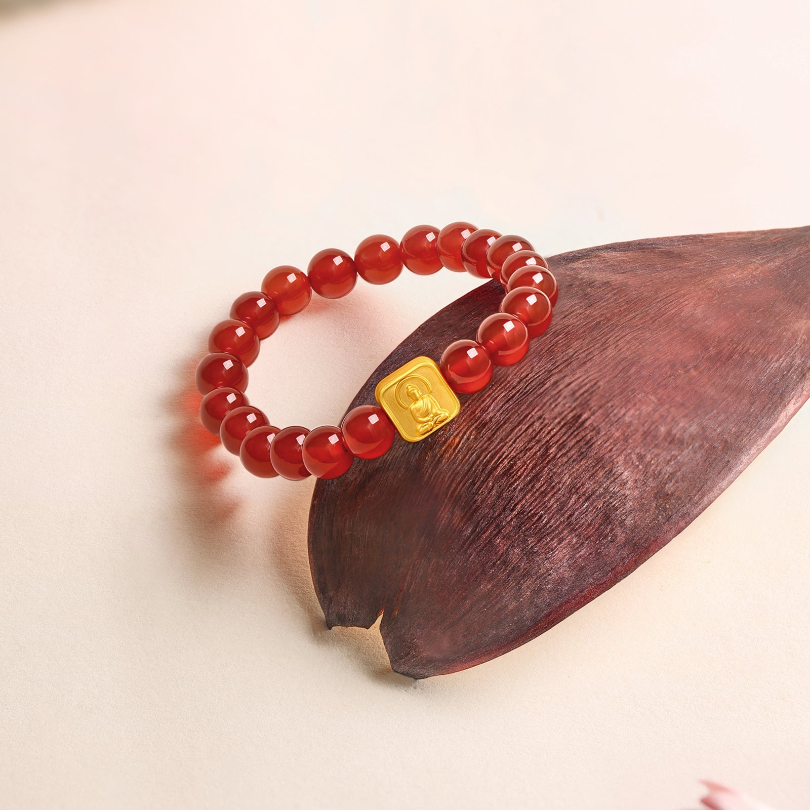 九華山 24K 金珠手鍊 瑪瑙 地藏菩薩 A1914667