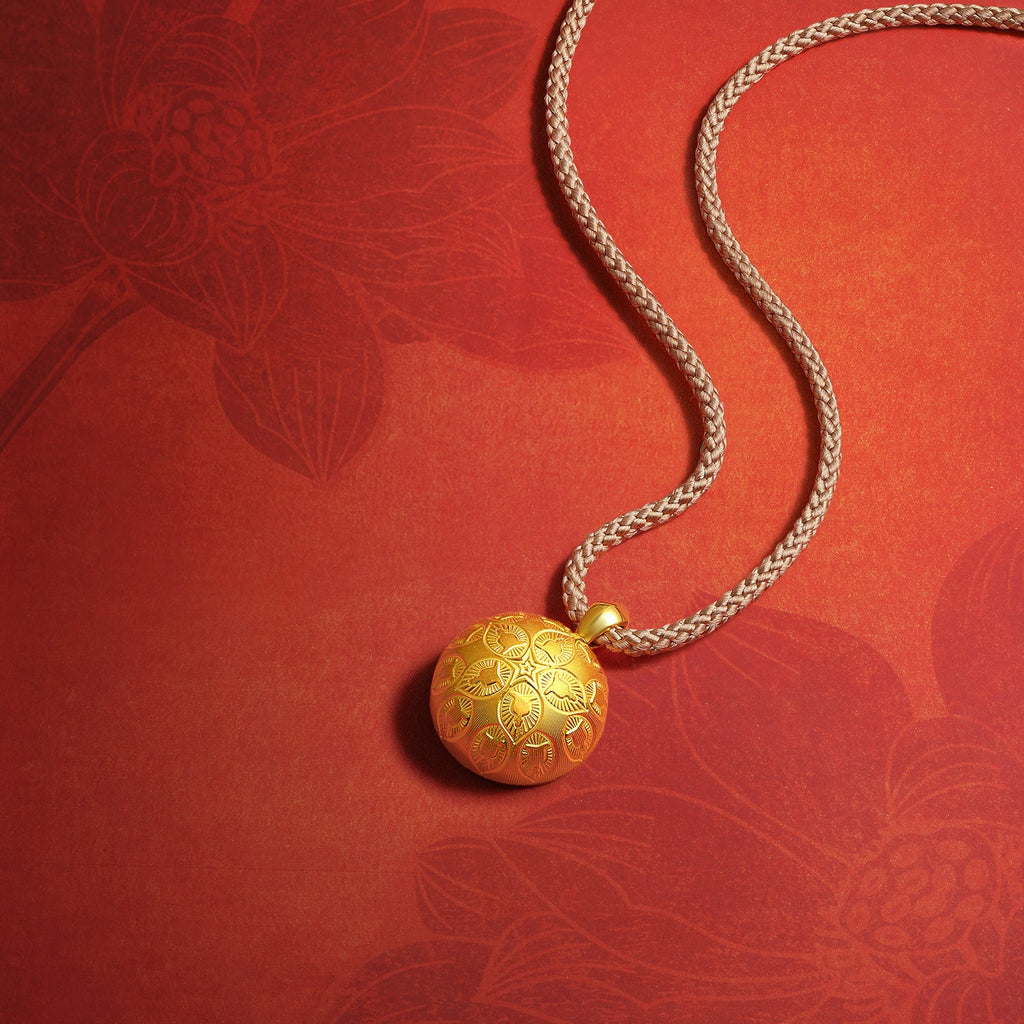 "Jiuhua Mountain" 24K Gold Diamond Ruby Rotatable Mandala Round Pendant 0.0036ct W0454045
