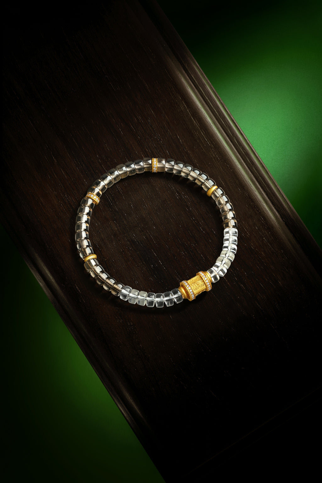 "Chinese Culture Collection - Dan Qing" 999 24K Gold Beaded Bracelet Crystal 5.9-6.4*3.3-3.7mmmm Diamond 0.0056ct Crystal 4.5-7g J1950063