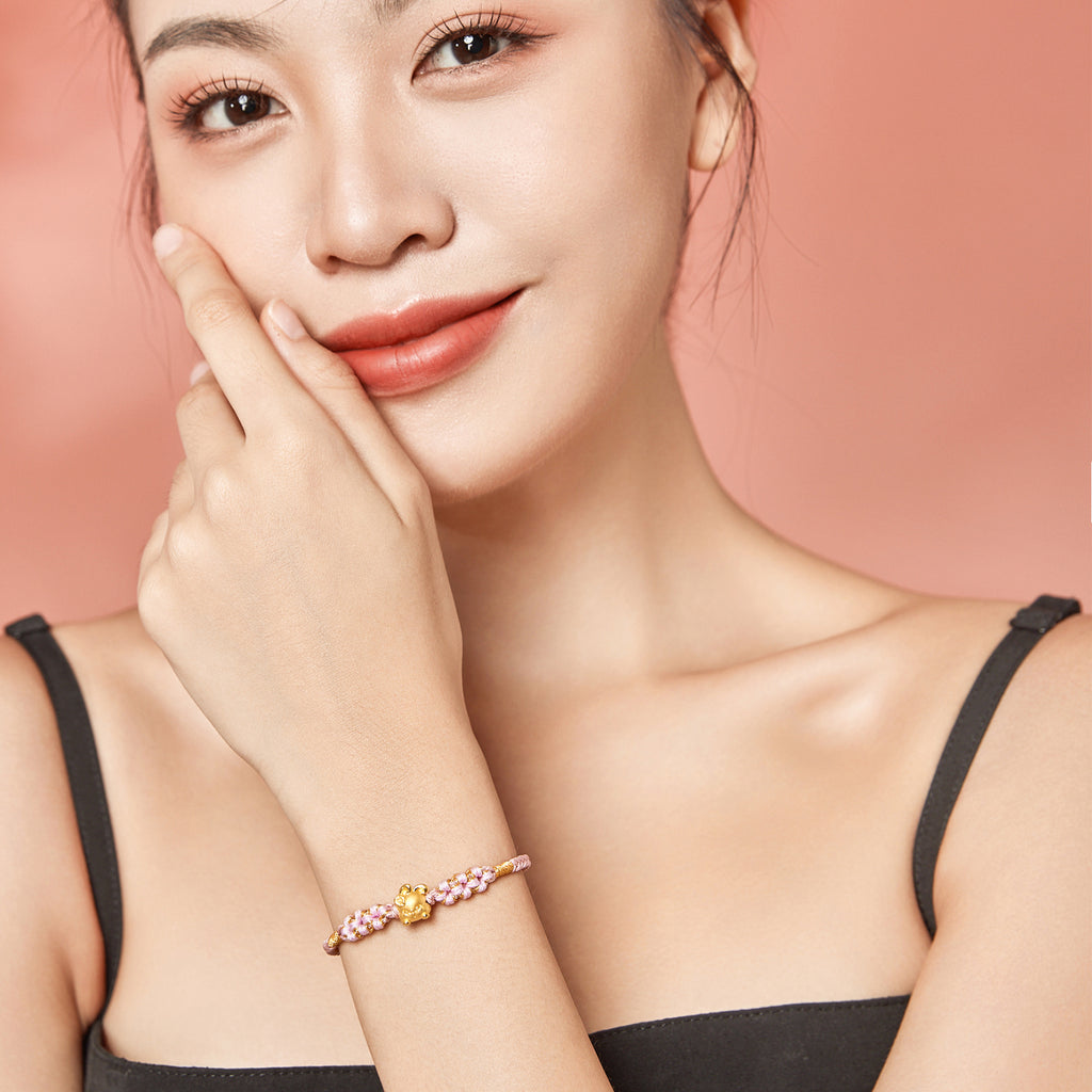 "Chinese Zodiac Rabbit" 24K Gold String Bracelet Rabbit 0.3-0.5g A1710399