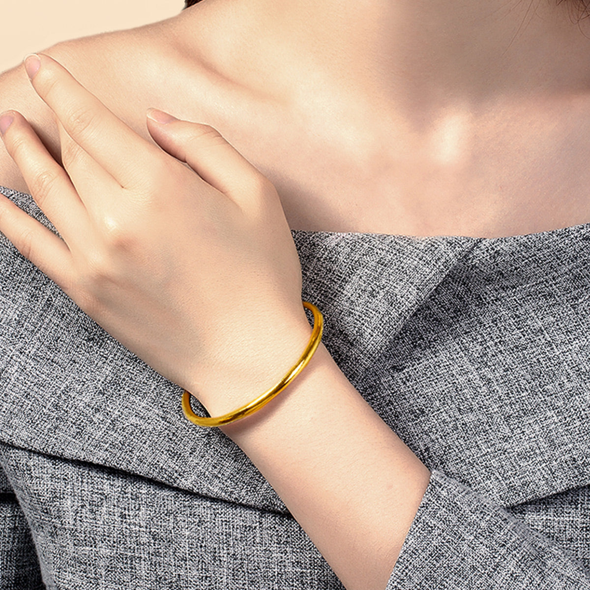 999 24K Gold Bangle Bracelet 15.8-16.8g AA102806