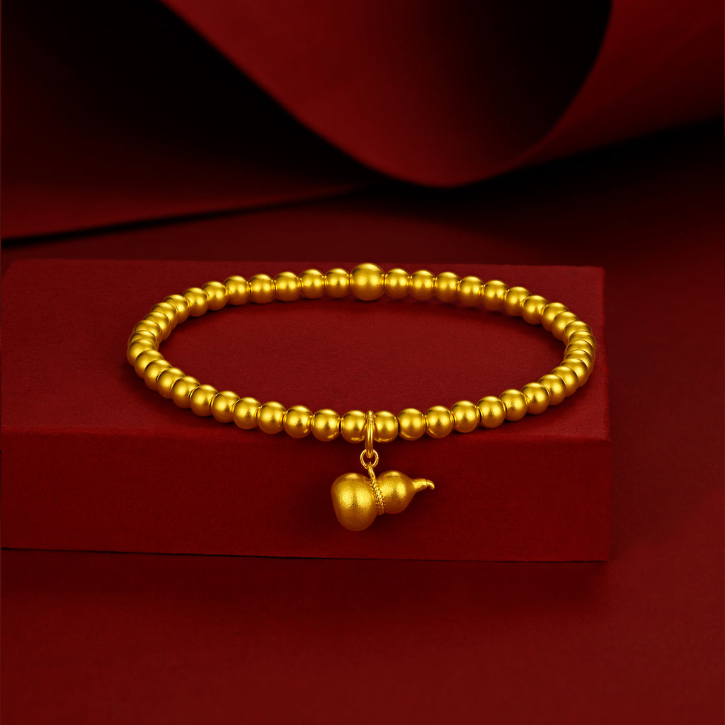 999 24K Gold Beaded Bracelet Gourd 9-11g A1911639