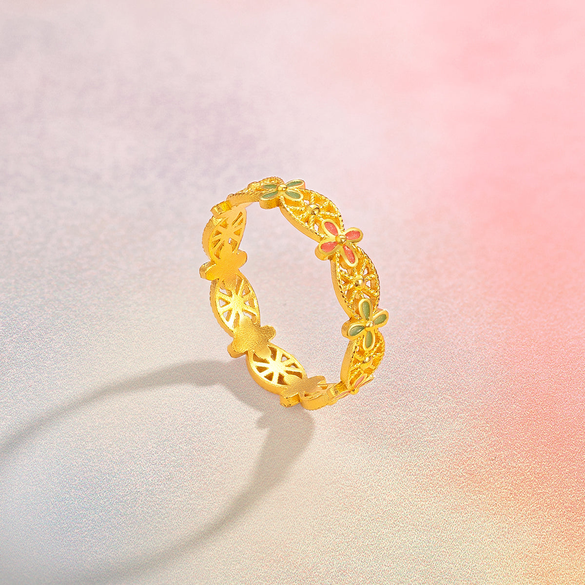999 24K Gold Ring Flower 2.35-2.85g A0113198