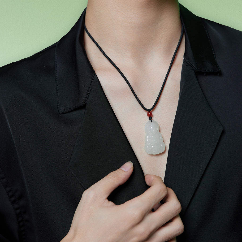 Pendant Hetian Jade Agate 6-6.5mm Guanyin Y0411869