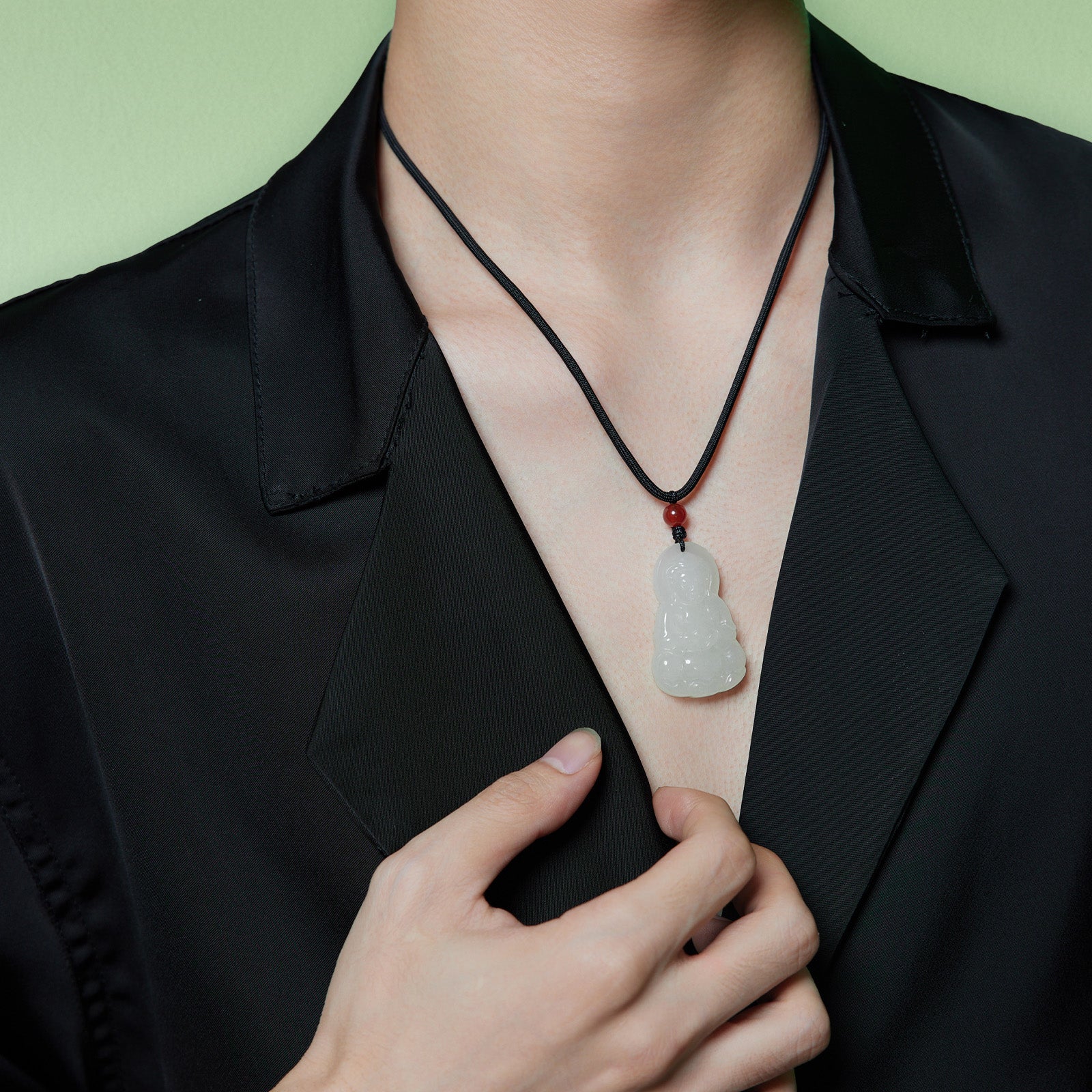 Pendant Hetian Jade Agate 6-6.5mm Guanyin Y0411869