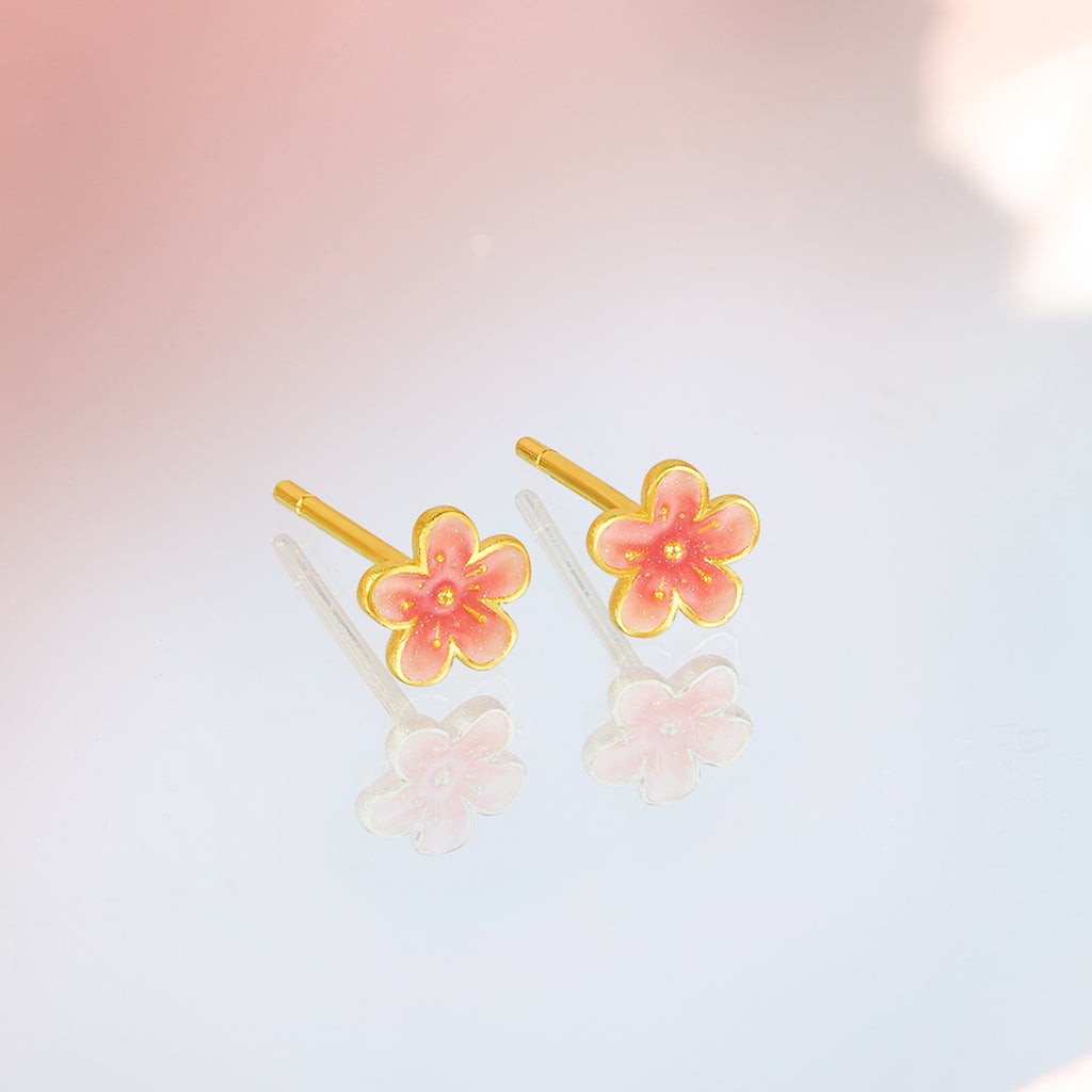 999 24K Gold Earrings Flower 1.08-1.48g A0913197
