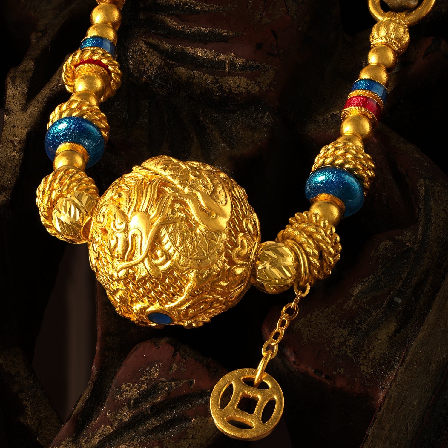 "Chinese Culture Collection - Wood Carving"  24K Gold Pendant   10.08-13.08g A0448375