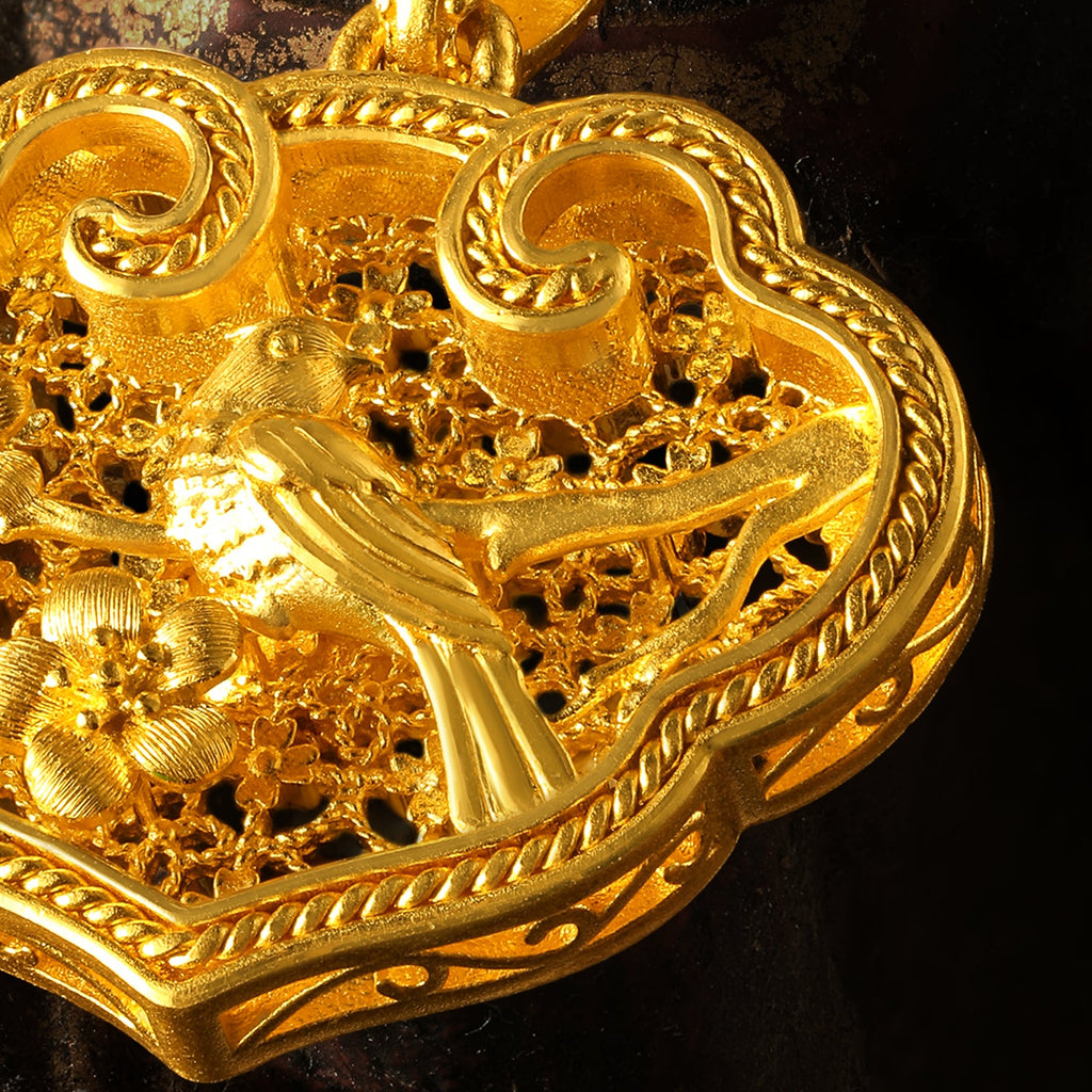 "Chinese Culture Collection - Wood Carving"  24K Gold Pendant   3.03-5.03g A0450086