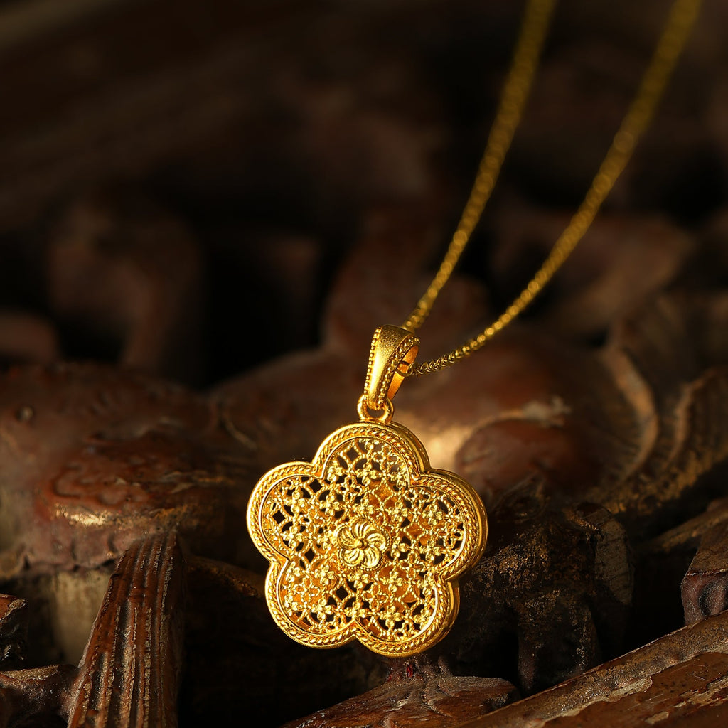 "Chinese Culture Collection - Wood Carving"  24K Gold Pendant   3.41-5.41g A0450085