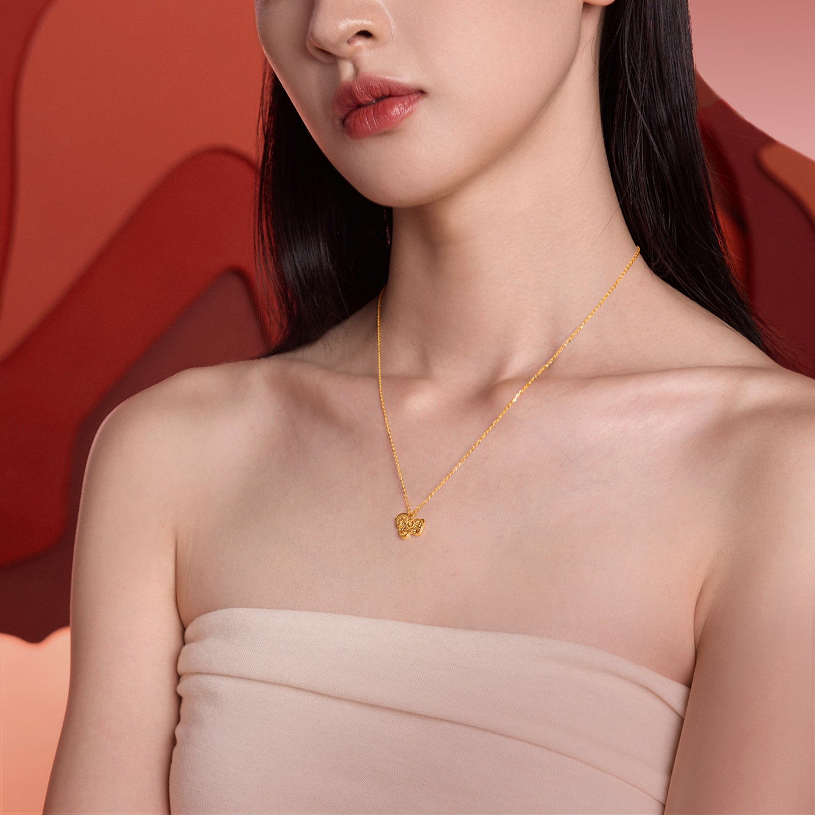 'Year of the Horse' 24K Gold Pendant Necklace Horse 3.9-4.2g 40cm-45cm A0615533