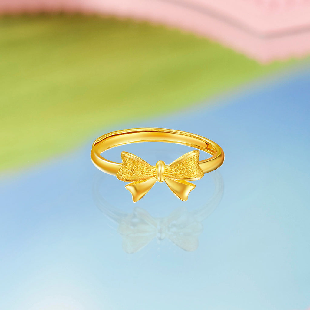 Escape Princess Series 24K Gold Bow Ring 2.35-3.8g A0112641