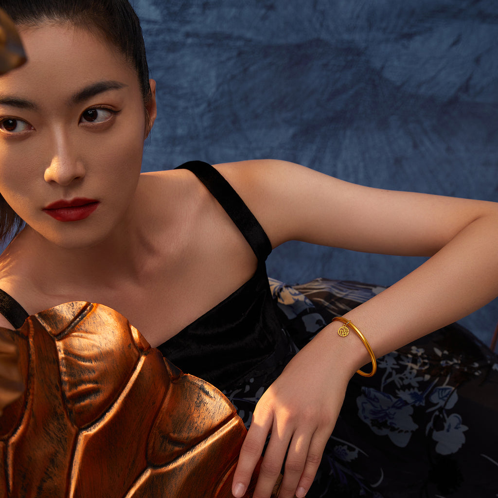 Antiquity Gold' 999.9 24K Gold Bangle Bracelet 9-13g A1013503