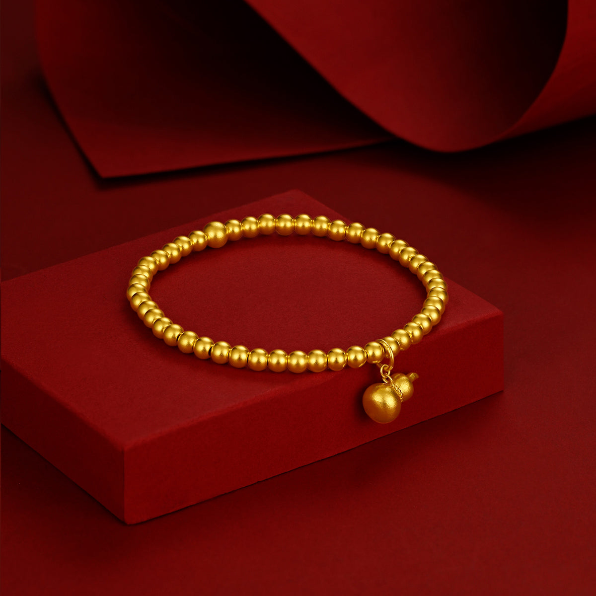 999 24K Gold Beaded Bracelet Gourd 9-11g A1911639