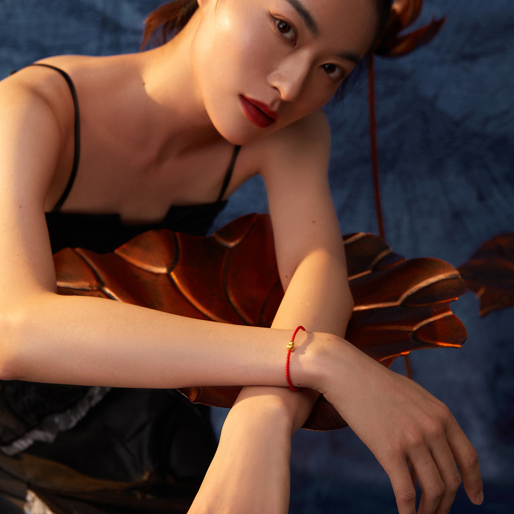 Antiquity Gold' 999.9 24K Gold String Bracelet Gourd 2.1-2.4g AA175504