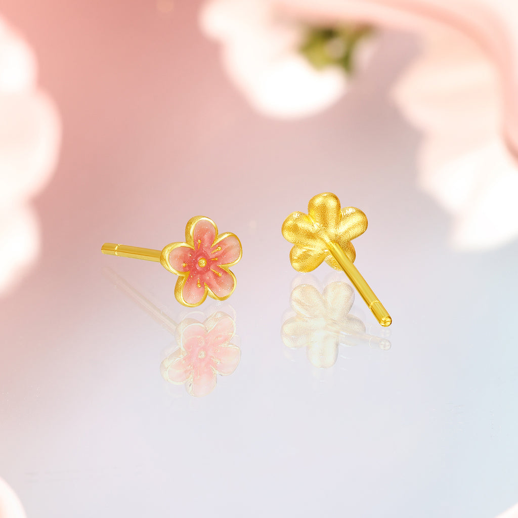 999 24K Gold Earrings Flower 1.08-1.48g A0913197