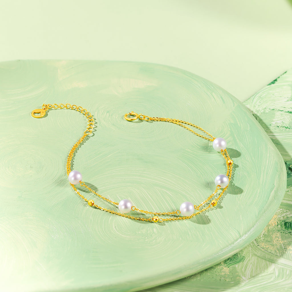 18K金鍊手鍊，珍珠，0.75-1.05克，貨號X0713028