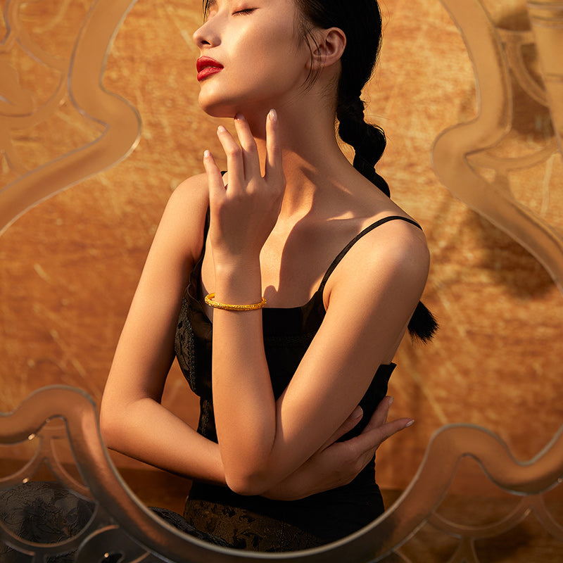 Antiquity Gold' 999.9 24K Gold Bangle Bracelet 25-32g A109397