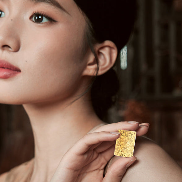 Jiuhua Mountain' 999.9 24K Solid Gold Diting Lucky Charm A2015902