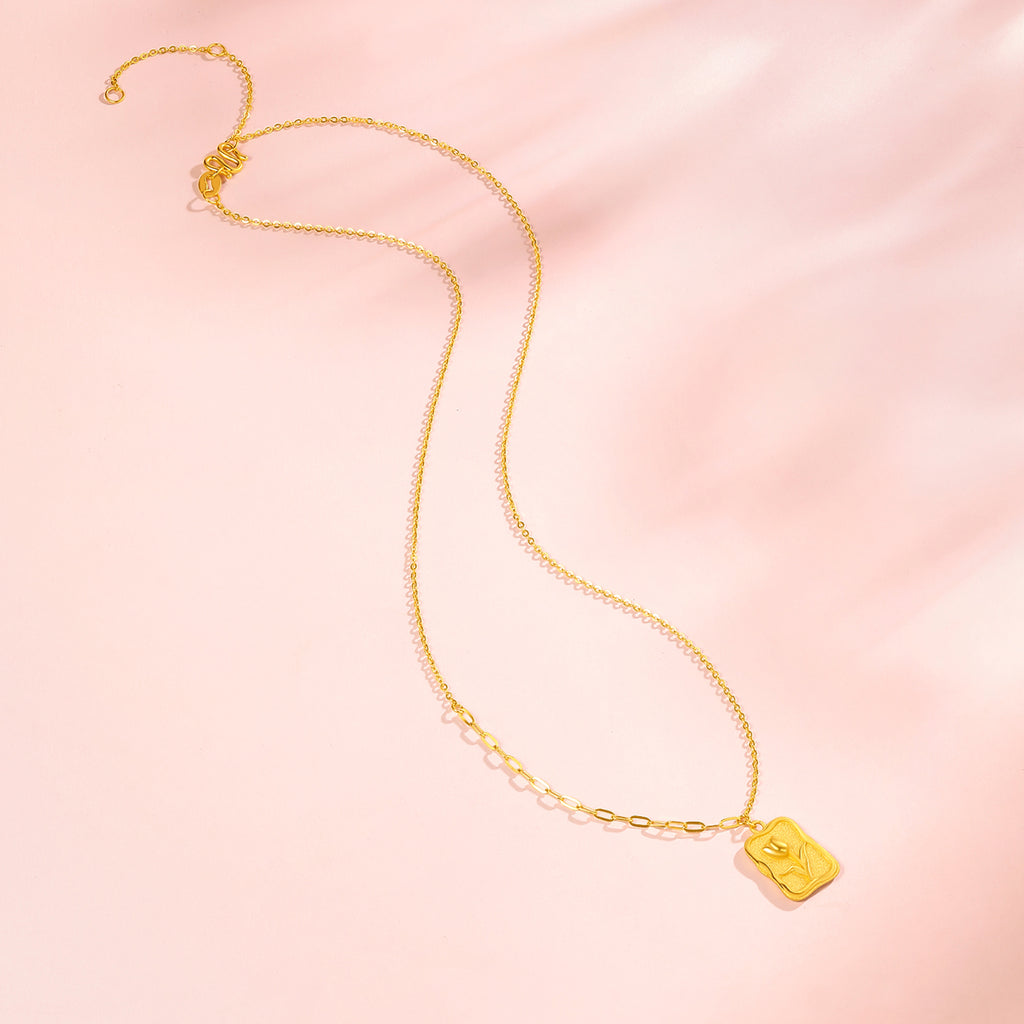 999 24K Gold Pendant Necklace Tulip 4.4-5g A0611952