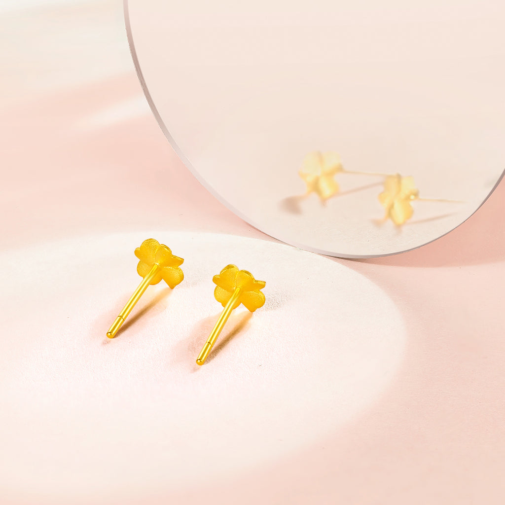 999.9 24K Gold Earrings Clover 0.8-1g 16-19cm A0912975