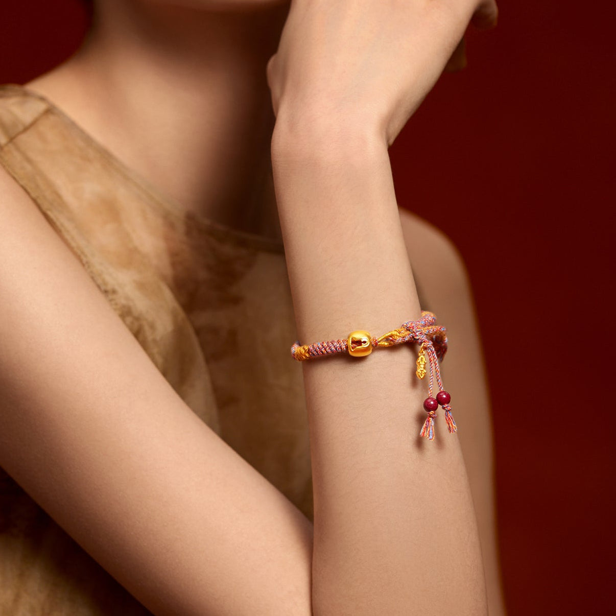 Jiuhua Mountain' 24K Gold String Bracelet Vajra A1715289