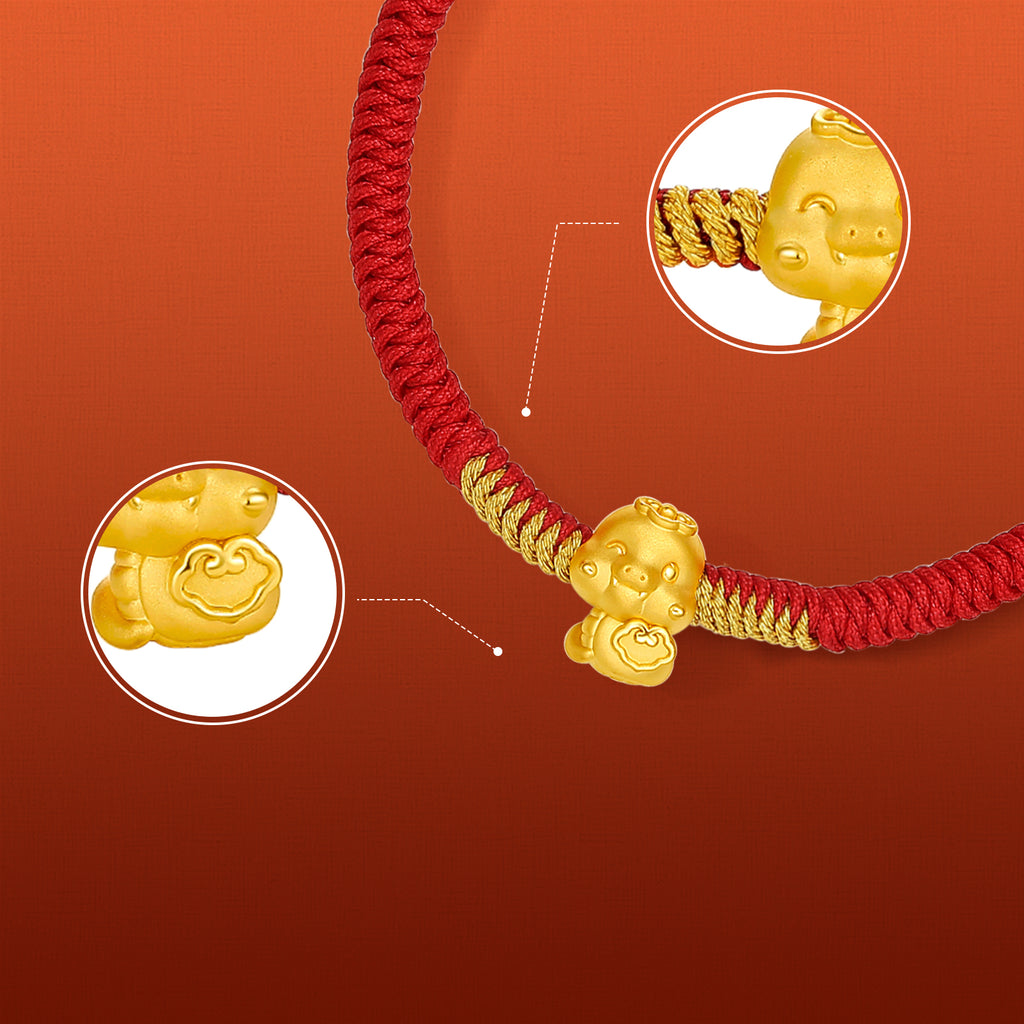 "Chinese Zodiac Snake" 24K Gold String Bracelet Snake 0.35-0.5g A1713124