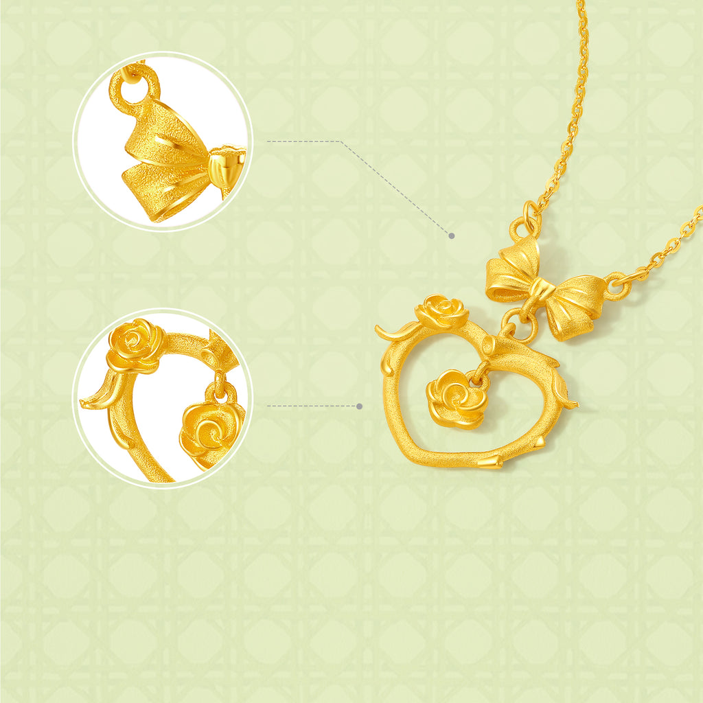 "Annie's Garden" 999 24K Gold Pendant Necklace Heart 5-5.4g A0613067