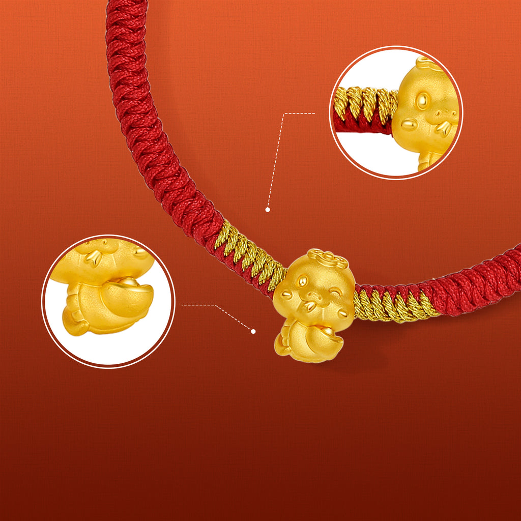 "Chinese Zodiac Snake" 24K Gold String Bracelet Snake 0.35-0.5g A1713125