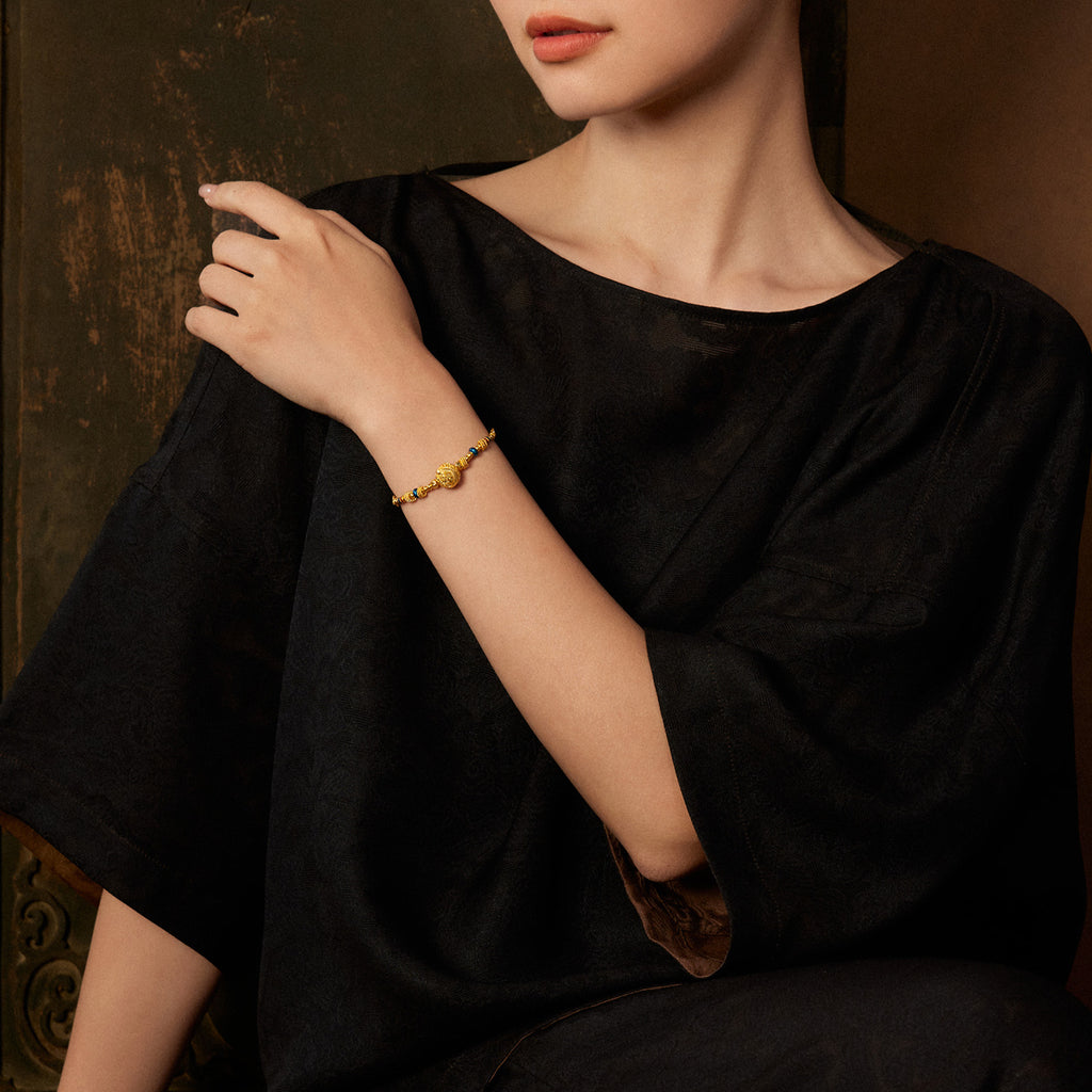 「中華文化珍藏 - 木雕」24K 黃金串飾手鍊 6.8-9.8克 A1748377